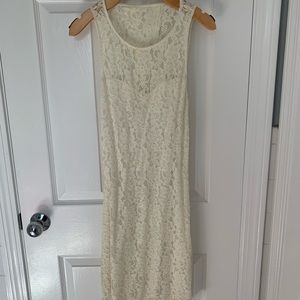 Express white lace backless dress